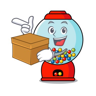 Kutu sakız makinesi karakter karikatür vektör çizim ile