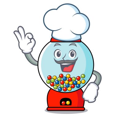 Şef sakız makinesi karakter karikatür vektör çizim