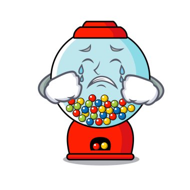 Sakız makinesi maskot karikatür vektör çizim ağlıyor