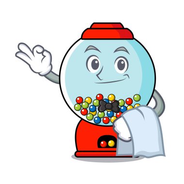 Garson sakız makinesi maskot karikatür vektör çizim