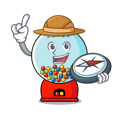 Explorer sakız makinesi maskot karikatür vektör çizim