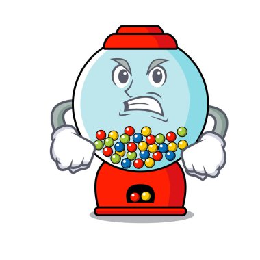 Kızgın sakız makinesi maskot karikatür vektör çizim