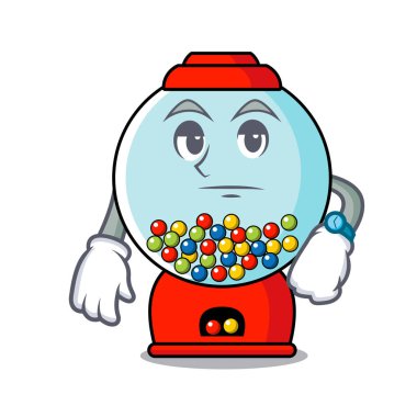 Sakız makinesi maskot karikatür vektör çizim bekliyor