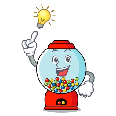 Bir fikir sakız makinesi maskot karikatür vektör çizim var