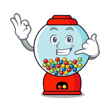 Bana sakız makinesi maskot karikatür vektör çizim de