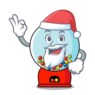 Santa sakız makinesi maskot karikatür vektör çizim