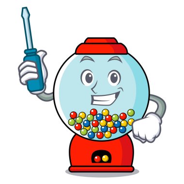 Otomotiv sakız makinesi maskot karikatür vektör çizim