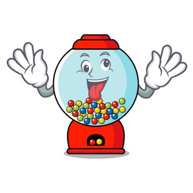 Deli sakız makinesi maskot karikatür vektör çizim