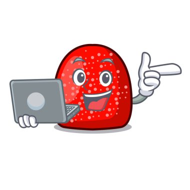 Dizüstü sakızlı şeker karakter karikatür tarzı vektör çizim ile