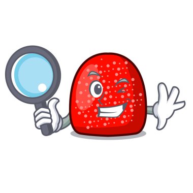 Dedektif sakızlı şeker karakter karikatür tarzı vektör çizim