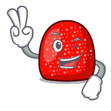 Sakızlı şeker karakter karikatür tarzı vektör çizim iki parmak