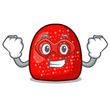 Süper kahraman sakızlı şeker karakter karikatür tarzı vektör çizim