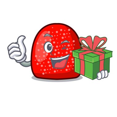 Hediye sakızlı şeker maskot karikatür tarzı vektör çizim ile