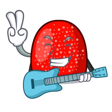 Gitar sakızlı şeker maskot karikatür tarzı vektör çizim ile