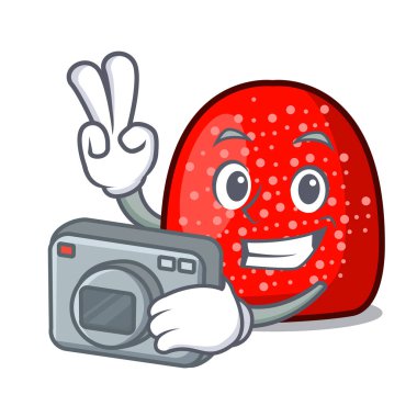 Fotoğrafçı bir jelibon maskot karikatür tarzı vektör çizim