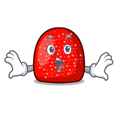 Sürpriz bir jelibon maskot karikatür tarzı vektör çizim