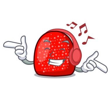 Dinleme müzik sakızlı şeker maskot karikatür tarzı vektör çizim