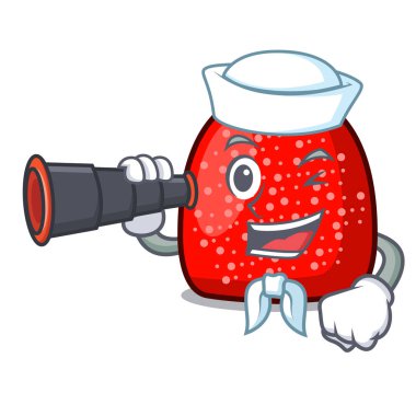 Denizci dürbün sakızlı şeker maskot karikatür tarzı vektör çizim ile