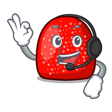 Kulaklık sakızlı şeker maskot karikatür tarzı vektör çizim ile