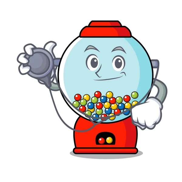 Dokter Gumball Machine Karakter Cartoon Vectorillustratie — Stockvector