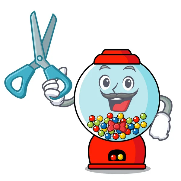 Sakız makinesi karakter karikatür vektör çizim berber