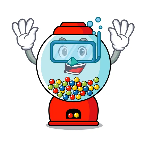 Dalış sakız makinesi karakter karikatür vektör çizim