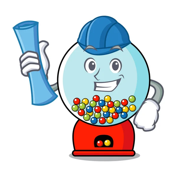 Mimar sakız makinesi karakter karikatür vektör çizim