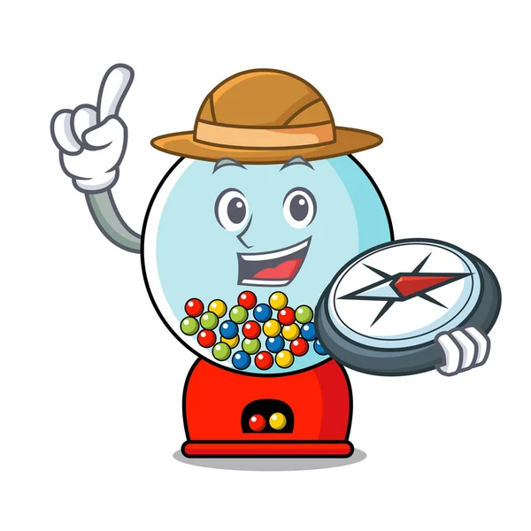 Explorer sakız makinesi maskot karikatür vektör çizim