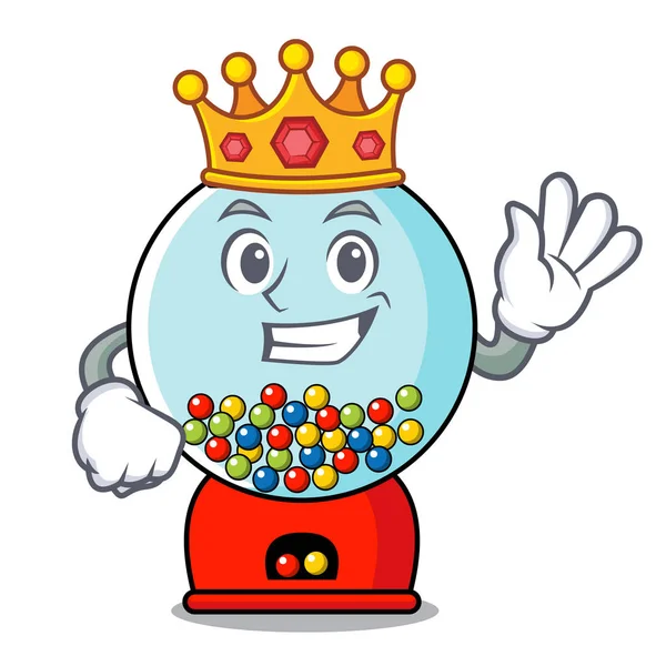 Kral sakız makinesi maskot karikatür vektör çizim