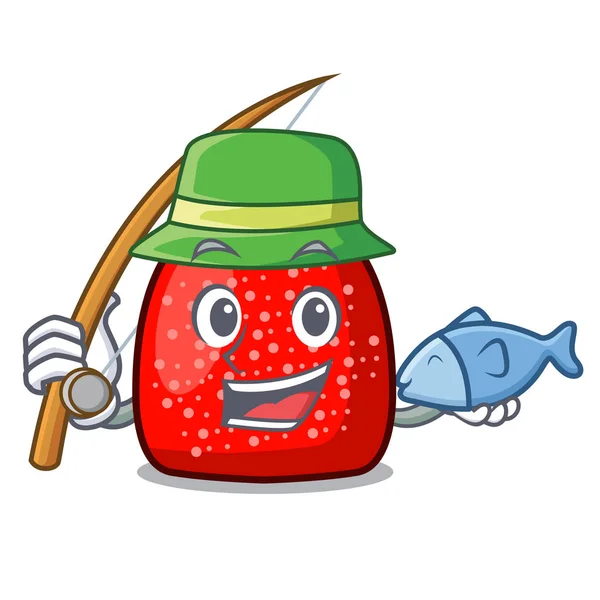 Balık tutma sakızlı şeker maskot karikatür tarzı vektör çizim