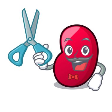 Kuaför jöle fasulye karakter karikatür vektör çizim