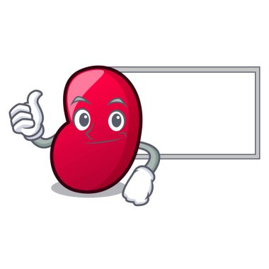 Başparmak yukarıya kurulu jöle fasulye karakter karikatür vektör çizim ile