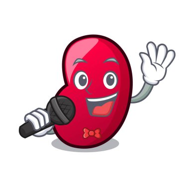 Şarkı jöle fasulye maskot karikatür vektör çizim