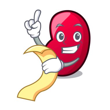 Menü jöle fasulye maskot karikatür vektör çizim ile