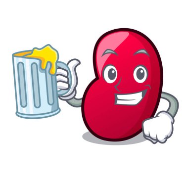 Suyu jöle fasulye maskot karikatür vektör çizim ile