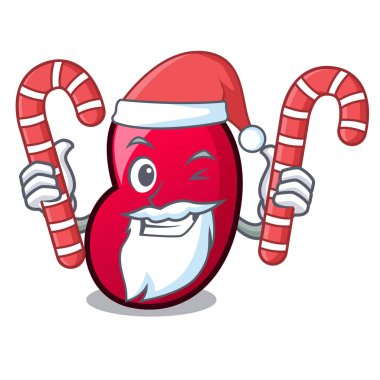 Santa şeker jöle fasulye maskot karikatür vektör çizim ile