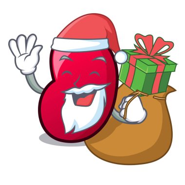 Noel Baba hediye jöle fasulye maskot karikatür vektör çizim ile