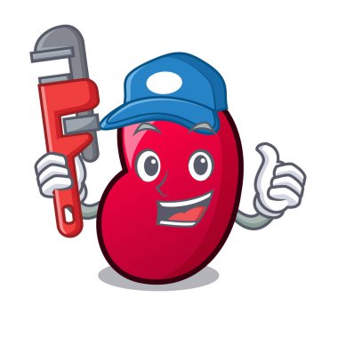 Tesisatçı jöle fasulye maskot karikatür vektör çizim