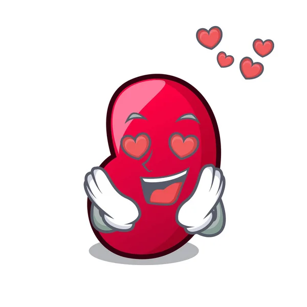 Dans Amour Gelée Haricot Mascotte Illustration Vectorielle Dessin Animé — Image vectorielle