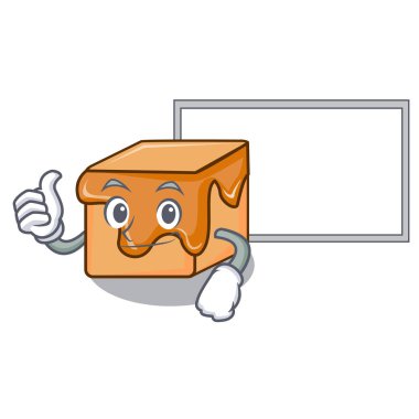 Başparmak yukarıya kurulu karamelli şeker karakter karikatür vektör çizim ile