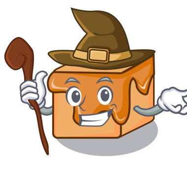 Cadı karamelli şeker maskot karikatür vektör çizim