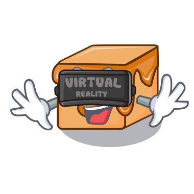 Sanal gerçeklik karamel maskot karikatür vektör çizim şekerler