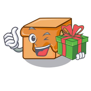 Hediye karamelli şeker maskot karikatür vektör çizim ile