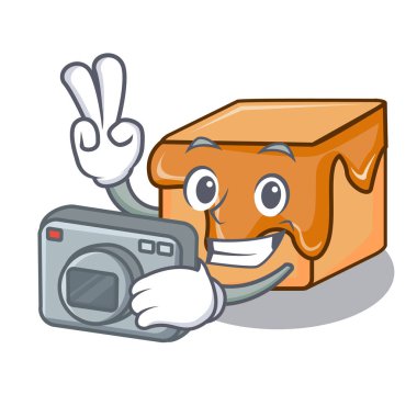 Fotoğrafçı karamel maskot karikatür vektör çizim şekerler