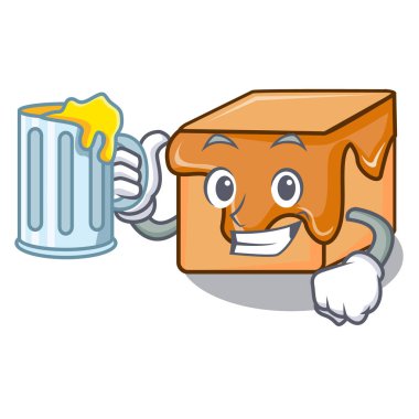 Suyu karamel şekerler maskot karikatür vektör çizim ile