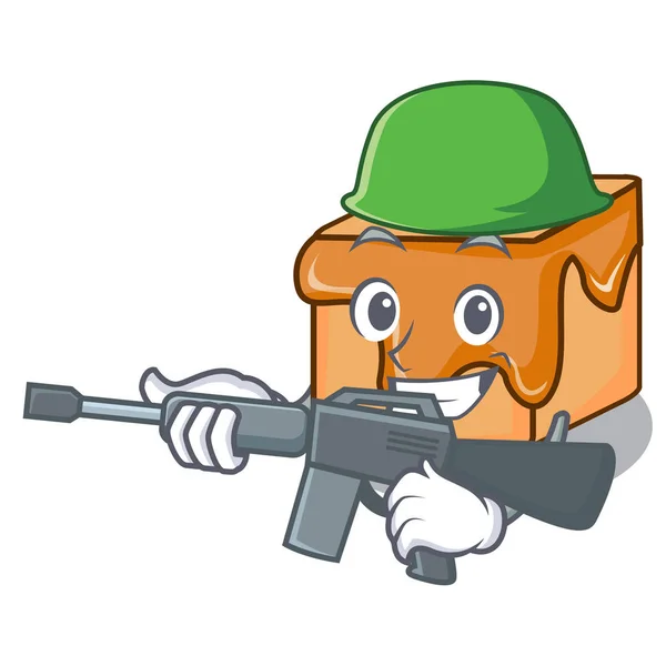 Army Caramel Candies Character Cartoon Vector Illustration — Stock Vector