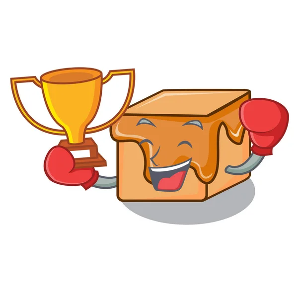 Boxu Vítěz Karamelové Bonbóny Maskot Kreslené Vektorové Ilustrace — Stockový vektor