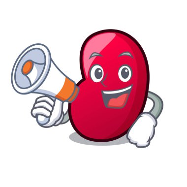 Megafon jöle fasulye karakter karikatür vektör çizim ile