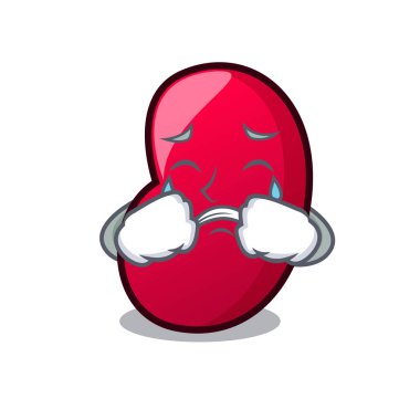 Jöle fasulye maskot karikatür vektör çizim ağlıyor