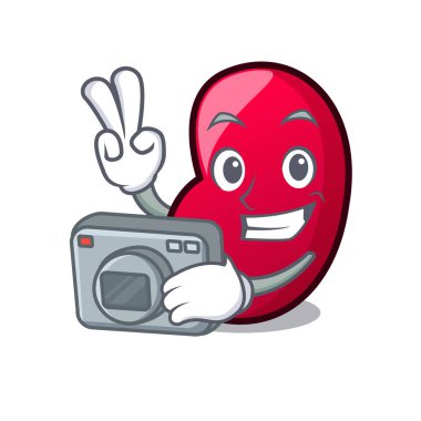 Fotoğrafçı jöle fasulye maskot karikatür vektör çizim